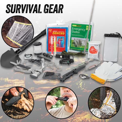 Survival gear included.